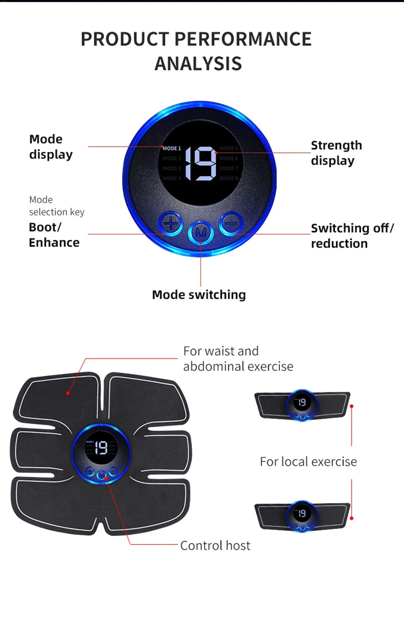 Electrical Muscel Stimulator Massager Abdomen Buttocks Arm Leg Neck Hips Trainer Muscle Toner Fitness Training Workout Equipment