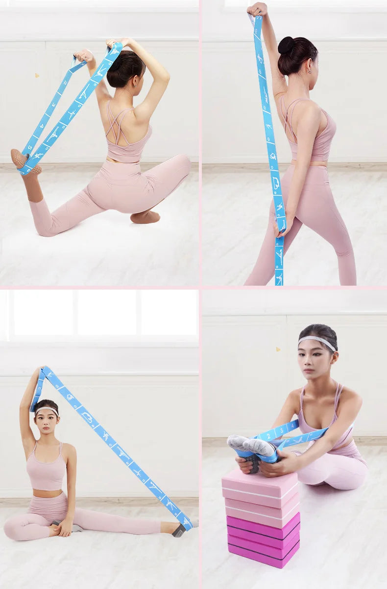 Multi-Functional Slimming Resistance Bands Yoga Strap Elastic Band 8/10/12 Grids for Latin Training, Dance, Pilates, Gymnastics